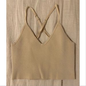 Abercrombie Cropped Sweater Tank in Beige